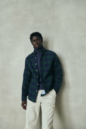 Ecoalf And Gaston Hemd Herren Blau Grün | HAR-267853