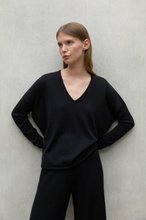 Ecoalf Anturio Pullover Damen Schwarz | BEQ-619452