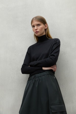 Ecoalf Collar Faya Pullover Damen Schwarz | WSP-064932