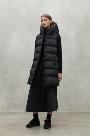 Ecoalf Manlie Weste Damen Schwarz | YVJ-297014