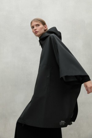 Ecoalf Niwa Cape Jacken Damen Schwarz | UZC-854690
